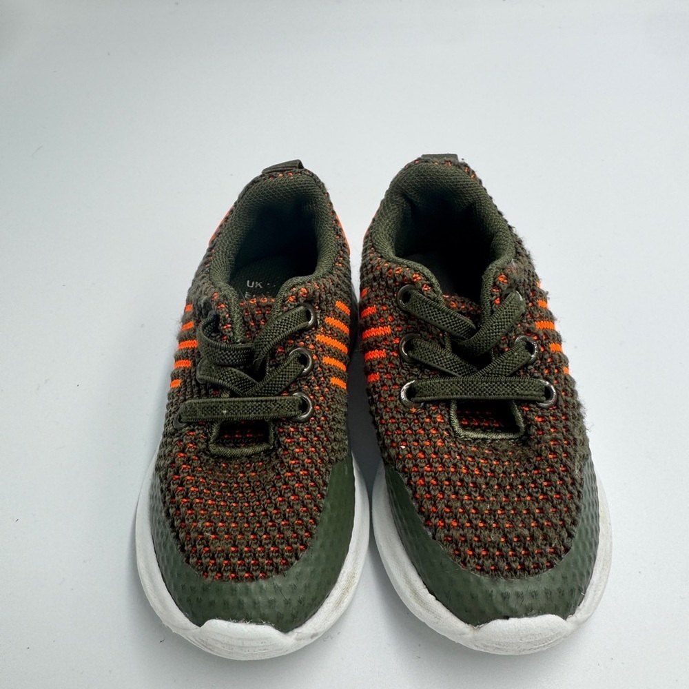 Primark Toddler Size 5 Girls Boys Kids' Olive Green and Orange Sneakers Shoes - Picture 2 of 7